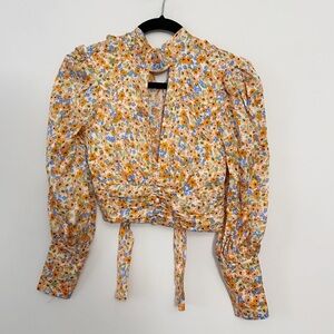 NWT‎ Bec+Bridge Heidi Top| Sunray Floral | size US 2 100% Silk side zip